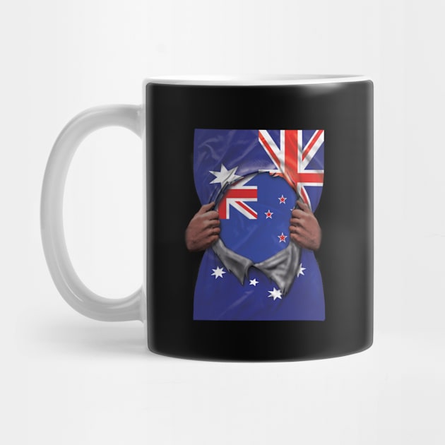 New Zealand Flag Australian Flag Ripped - Gift for New Zealander From New Zealand by Country Flags